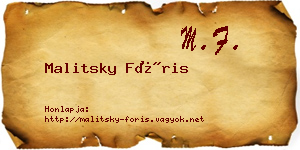Malitsky Fóris névjegykártya